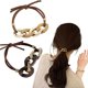 thumbnail image 1 of 2 PCS Bracelet Hair Ties With Khaki Brown Elastic, Looks Awesome On Your Wrist and Cute In Your Hair, 1 of 4