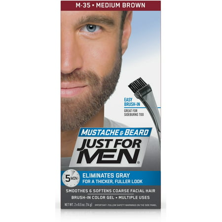 Just For Men Mustache And Beard, Facial Hair Color Gel, M-35 Medium (Best Hair Color For Coarse Hair)