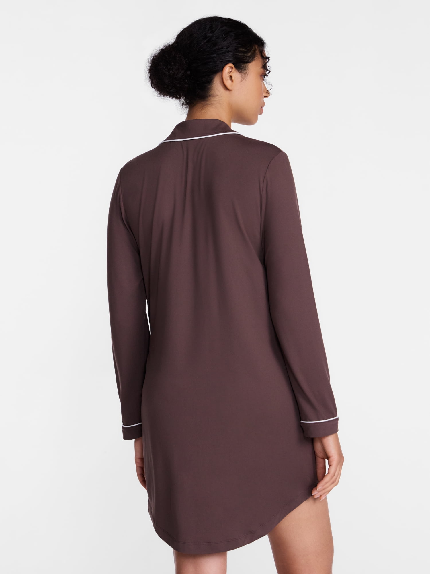 Joyspun Women's Dreamy Soft Collection Notch Collar Sleepshirt with Long Sleeves, Sizes XS-3X