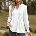 thumbnail image 2 of UJNDER Women's Autumn T Shirts for Women Solid Color Zipper Sleeve V Neck Drawstring Long Sleeve Top Comfortable White M, 2 of 4