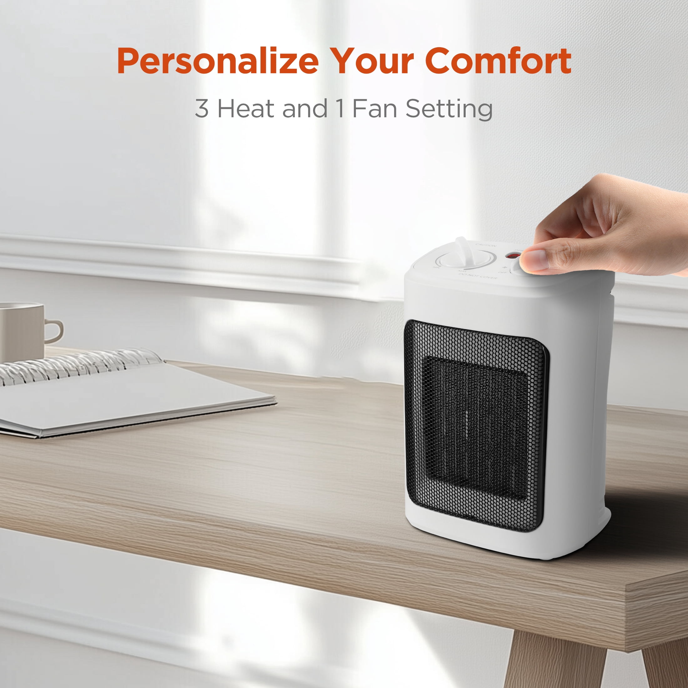 Mainstays 1500W Ceramic Fan-Force Electric Space Heater, White