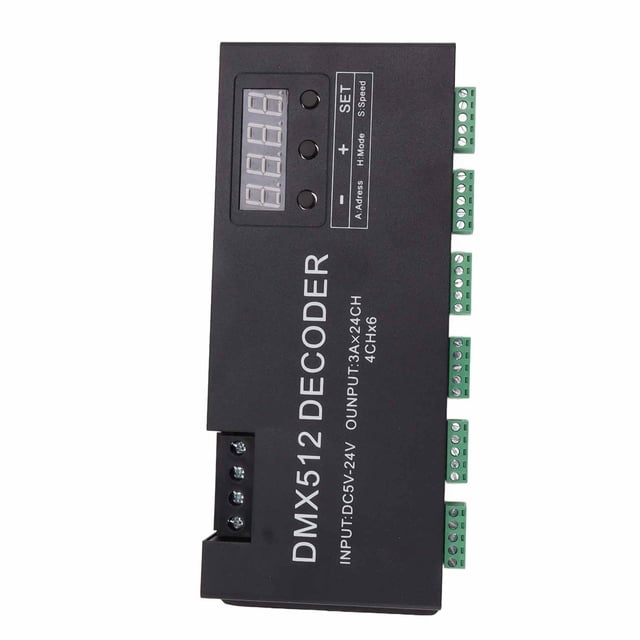 Decodificador LED DMX, Controlador De Luz LED RGB De 24 Canales Control Síncrono Operación Flexible Atenuación Múltiple Para Escenario