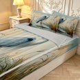 thumbnail image 3 of Erosebridal Dreamy Heron Bird Zipper Queen Comforter Set with Fitted Sheet and 2 Pillowcases,Retro Animals Zipper Bedding Set,Blue Green,Light Gray Reversible,4pcs, 3 of 8