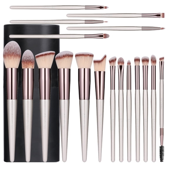 Makeup Brush Set 18 Pcs Premium Synthetic Foundation Powder Concealers Eye shadows Blush Makeup Brushes with black case