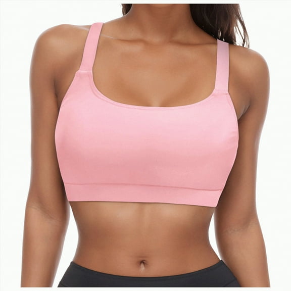 TOWED22 Women's Bikini Top Scoop Neck Bathing Suit Tops Ribbed Adjustable Straps Swimsuit Padded Swim Bra(Light Pink,S)