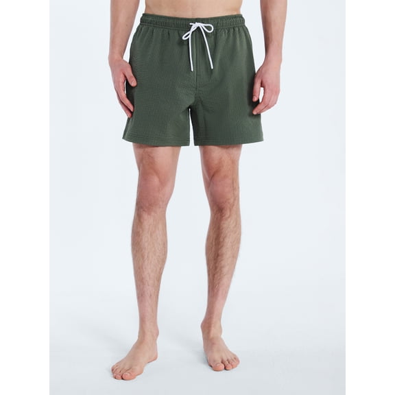 Free Assembly Men's Swim Stretch Seersucker Board Shorts, 5" Inseam, Sizes S-3XL