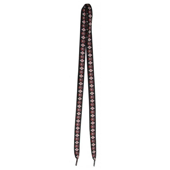 Flat Skull 2 Pair ( 4 piece ) Shoelaces - Black/White/Red Argyle - Skull