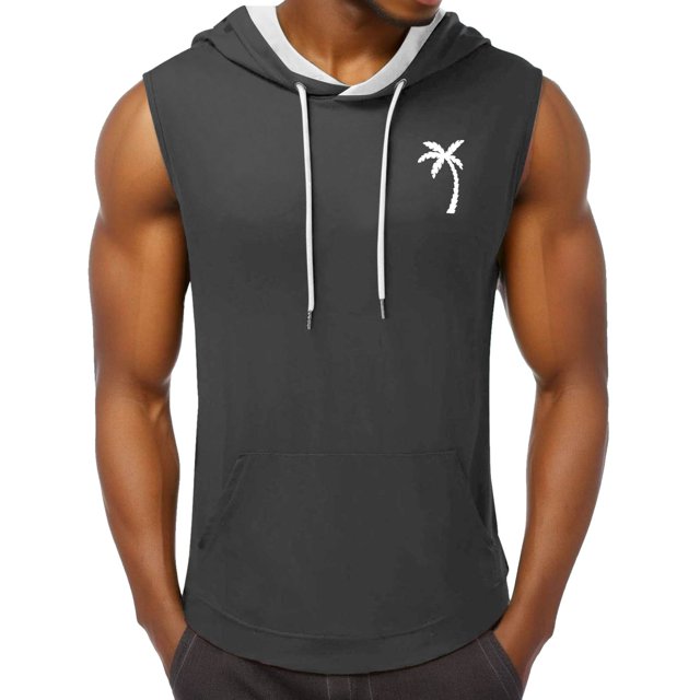 JAKANYQ Débardeur pour Hommes Vêtements de Course d'Été Plage Imprimé Noix de Coco Col Rond Sans Manches Style Moderne, m