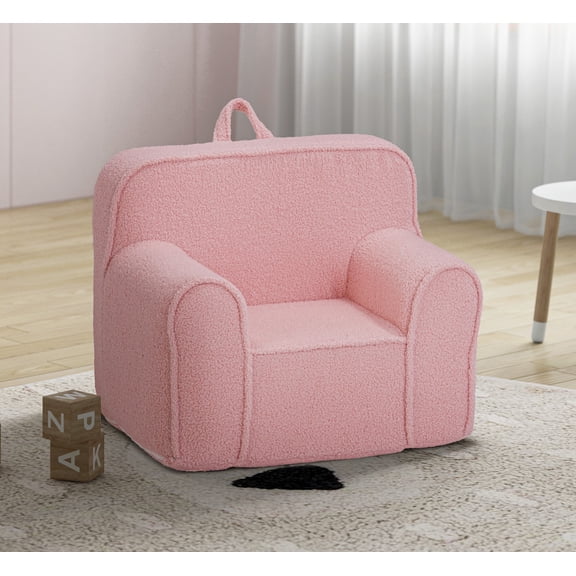 Olive & Opie Kuddlez Kids/Toddlers Foam Chair with Washable Cover, Soft Pink