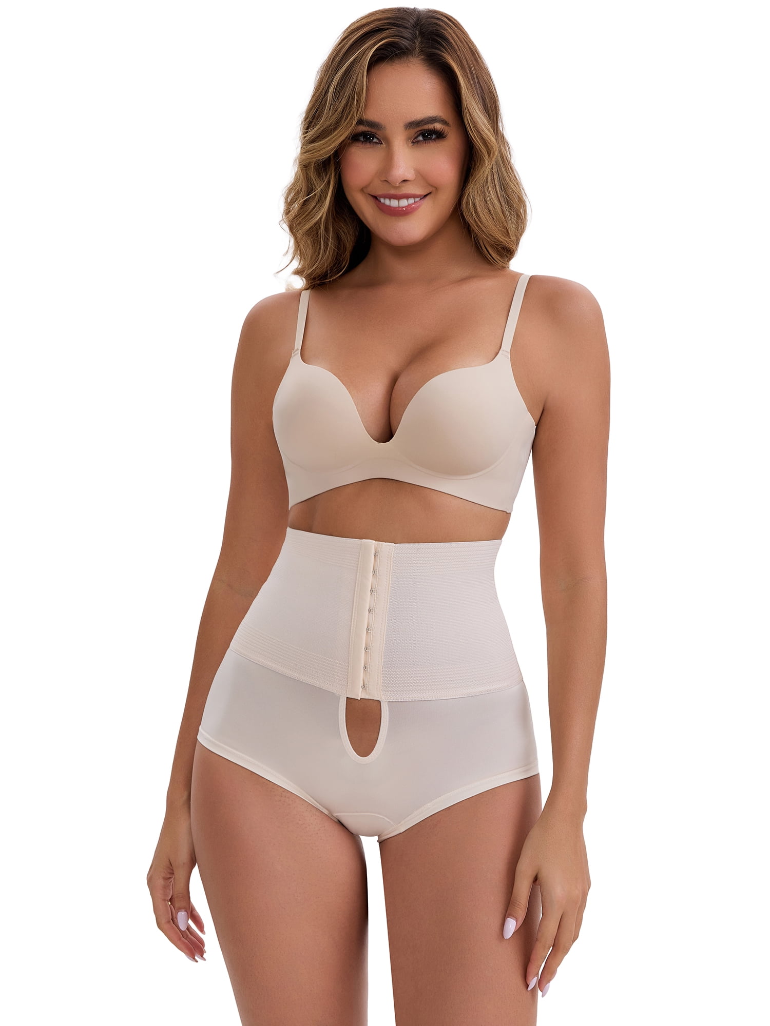 DARING DIVA Women's High-Waisted Shaper Knickers Tummy Control Half-Hip Shorts XXL White