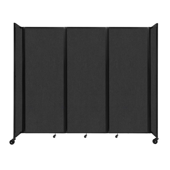 "Versare Room Divider 360 Portable Wall Partition | 3 Panels Wide | 8'6" x 7'6" Black Fabric Panels"