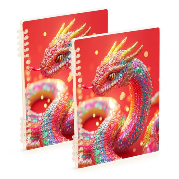 Wirebound Notebook Hardcover Spiral Notebooks Cute Snake, 60 Pages, 80 GSM, 5.7 x 8.3in