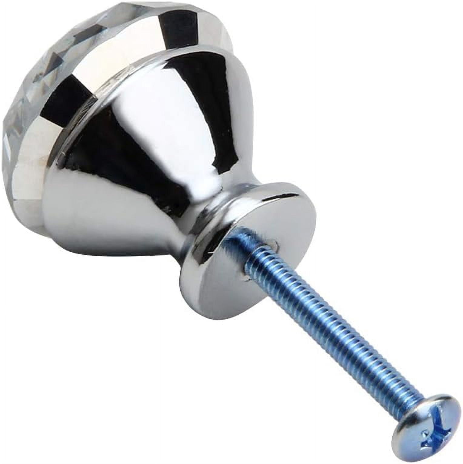 Silverline 10 Pack Extra Shinny 30mm Crystal Glass Drawer Pulls Clear Cabinet Diamond Knobs with Large Base