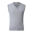 thumbnail image 3 of Bcfgryg Men's Thickened Comfort Classic Business Sleeveless Casual Plush Vest Vest V Neck Knitted Thickened Sweaters For Men Gray XXL, 3 of 3