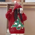 thumbnail image 4 of EGNMCR Cardigans pour Femmes, Chandails pour Femmes Mode Décontractée de Noël Imprimé à Capuche Col Rond Manches Longues Chandail Femmes Chandail, 4 of 9