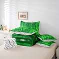 thumbnail image 6 of Homewish Pixel Geometric Striped 7-Piece Bedding Comforter Set,Neon Green King Bedding Sets,Stripes Lines Bed Sheets For Kids,Super Cozy Room Decor Reversible, 6 of 8