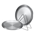 thumbnail image 1 of 8 piezas de Platos de Acero Inoxidable con Soporte Triangular de 8 Pulgadas, Tono Plateado, 1 of 6