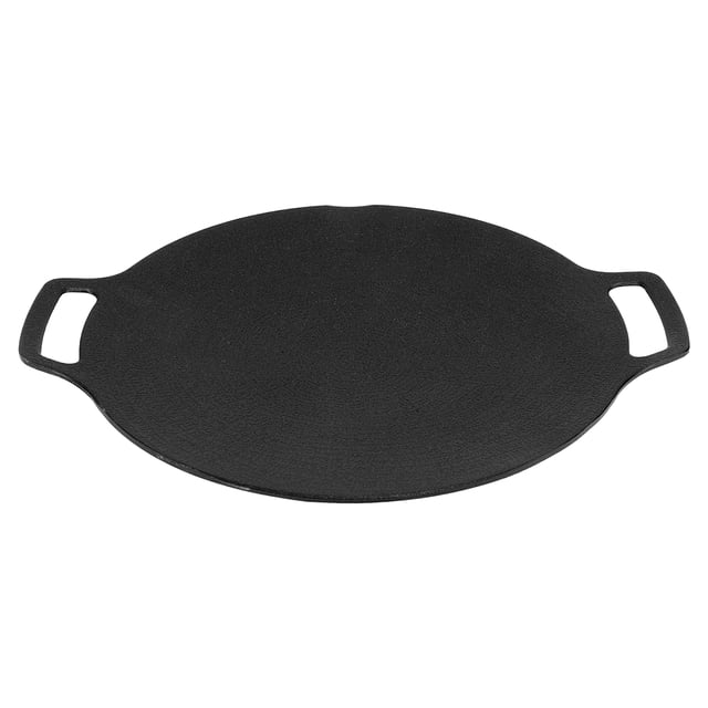 Poêle-gril BBQ Coréenne, Plaque Ronde Antiadhésive à 6 Couches avec Double Poignée pour Cuisson Intérieure et Extérieure en Camping