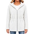 thumbnail image 3 of OGLCCG Girls Fleece Jacket with Hood Full Zip Fuzzy Sherpa Coat Long Sleeve Fall Winter Outwear with Pockets,Drawstring Waist(White,6-7 Years), 3 of 8