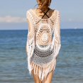 thumbnail image 7 of RUTAYY Swimwear Women Long Sleeved Bikini Knitted Beach Smock Hand Hook Hollow Knit Skirt Summer Beachwear, 7 of 7