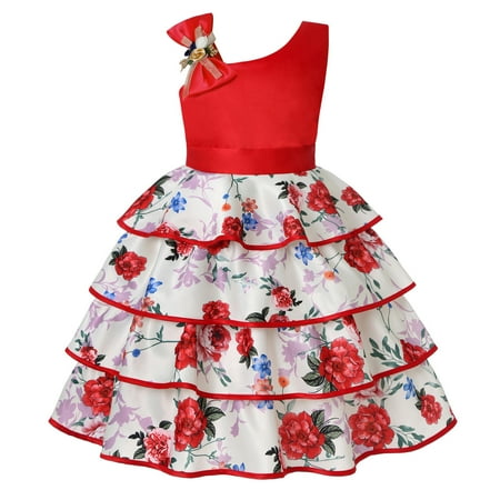 

BSDHBS Casual Dresses for Girls Kids Dress Girls Birthday Sleeveless Mesh Cake Princess Flower Girl Dresses Wedding Kids