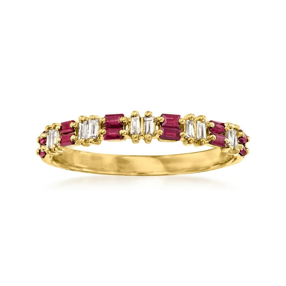 Pure Collection by Ross-Simons 0.30 ct. t.w. Ruby and .11 ct. t.w. Diamond Ring in 14kt Yellow Gold, Women's, Adult