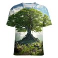 thumbnail image 5 of Tree with Life Womens Tops Women's Fashion Casual Short Sleeve Flower Print Round Neck Pullover Top Blouse, 5 of 6