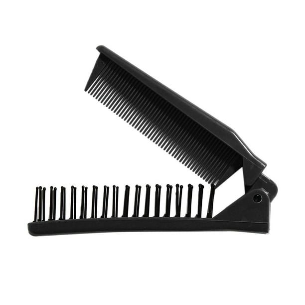 Cepillo de Peine plegable Macarena para el cabello Doble cabeza Portátil Herramienta de peinado Mini Peine Cepillo giratorio Negro