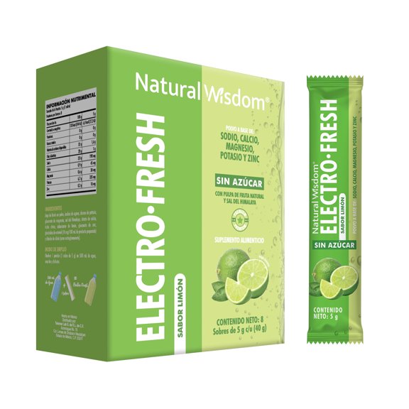 Natural Wisdom Electrolitos en Polvo 150 g | Calcio, Magnesio, Zinc y Potasio | Sin Azúcar | Sabor Limón