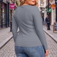 thumbnail image 4 of Posijego Women's Plus Size Tops Long Sleeve Shirts V Neck Causal Top Basic Tee Shirts Undershirt Pajamas Tops, 4 of 7
