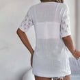 thumbnail image 5 of Ladies Solid Color Summer Crochet Leaf Short Sleeve Knit Cardigan Lightweight Sun Cover Up For Vacation Travel Clothes Sun Shirt, 5 of 5