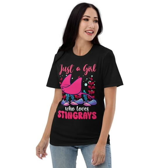 Girls love Ocean Animals Novelty Fish Lovers T-Shirt (Black, S)