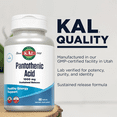 thumbnail image 4 of KAL Pantothenic Acid Sustained Release 1000mg | For Energy Storage & Release | Supports Metabolism of Carbs, Fats & Proteins | Vegetarian | 100ct, 4 of 6