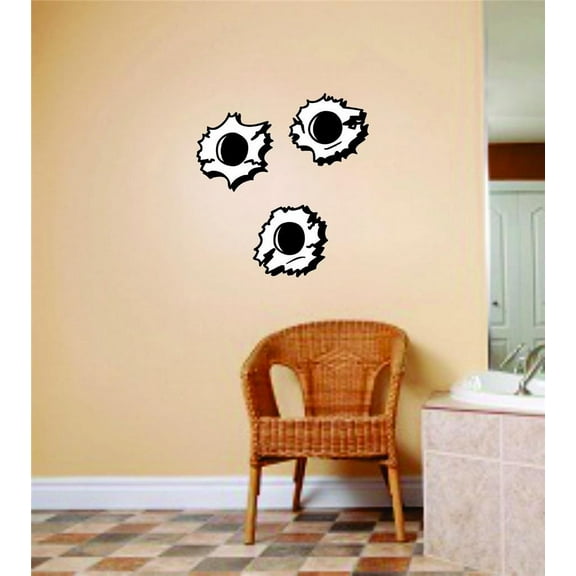 Custom Wall Decal Bullet Hole Gun Shots BedRoom Shooting & Hunting Hunter Sport Boys Vinyl Stickers Cut Wall 18 X 18"