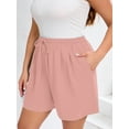 thumbnail image 6 of SHOWMALL Women's Plus Drawstring Shorts Pink 5X Summer Elastic Waist Casual Lightweight with Pockets, 6 of 7