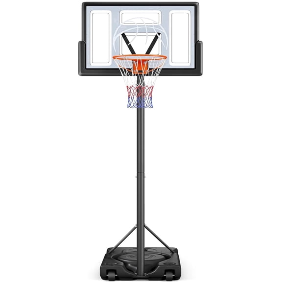 Toremore 44" Basketball Hoop Outdoor 4.43-10ft Adjustable, Portable Basketball Hoop Goal System with Shatterproof Backboard and Larger Base for Kids Youth and Adults
