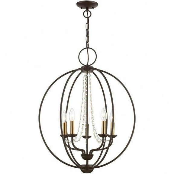 Transitional Five Light Chandelier-Bronze/Antique Brass Finish Bailey Street Home 218-Bel-4828641