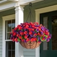 thumbnail image 2 of Lumkrypt Outdoor Artificial Flower Hanging Basket, 4 Bunches of Faux Silk Morning Glory, UV & Fade Resistant for Porch Patio Balcony Garden Yard Home Decor, 2 of 7