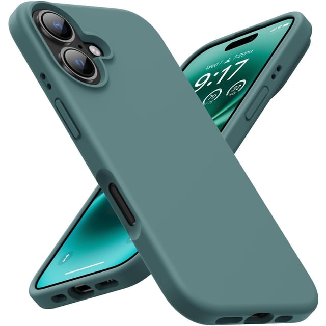 KOMI Designed for iPhone 16 Case,Shockproof Liquid Silicone Protective Phone Case with Soft Anti-Scratch Microfiber Lining Ultra Slim Drop Protection Phone Cover 6.1 inch Forest Green