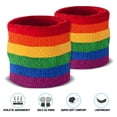 thumbnail image 4 of El traje de la muñequera del arco iris se divierte el algodón absorbente del poliéster del poliéster de la muñequera de la venda del baloncesto, 4 of 5