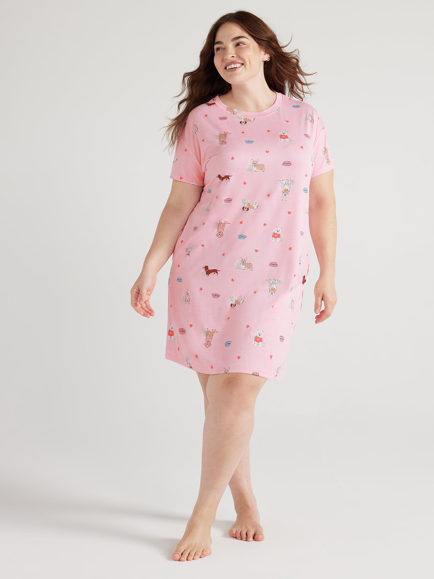 Joyspun Women's Short Sleeve Sleepshirt, Sizes S to 3X