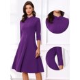 thumbnail image 2 of DARING DIVA Women's Vintage 3/4 Sleeve Church Semi Fit and Flare Dress M Deep Purple, 2 of 6