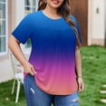 thumbnail image 6 of RYRJJ Womens Plus Size Tops Short Sleeve Blouses Dressy Casual Summer Pleated Front Crewneck T Shirts Gradient Tie Dye Tees(Dark Blue,3XL), 6 of 9