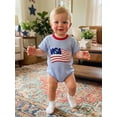 thumbnail image 1 of BemeyourBBs Newborn Baby Boy Girl 4th of July Outfit Patriot Independence Day Clothes Summer Bubble Romper Short Sleeve America Flag Embroidery Bodysuit Jumpsuit, 1 of 4