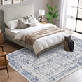 thumbnail image 3 of Volkmi Vintage Washable Area Rug – 5x7ft Blue, Non-Slip Low Pile Distressed Oriental Floral Carpet for Living Room, Bedroom, Kitchen,Soft Thin Mat – USA Specification, 3 of 8