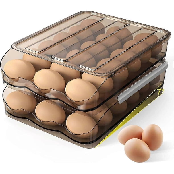 Egg Box Fridge Storage Double Layer with Lid 36 Eggs with Tilt Angle Automatic Filling