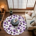 thumbnail image 2 of Watercolor Flowers Washable Area Rug&nbsp;4 ft Vintage Purple Brown Floral Soft Round&nbsp;Rugs for Living Room, Non Slip Carpet for Bedroom&nbsp;Entryway Dining Room, 2 of 9