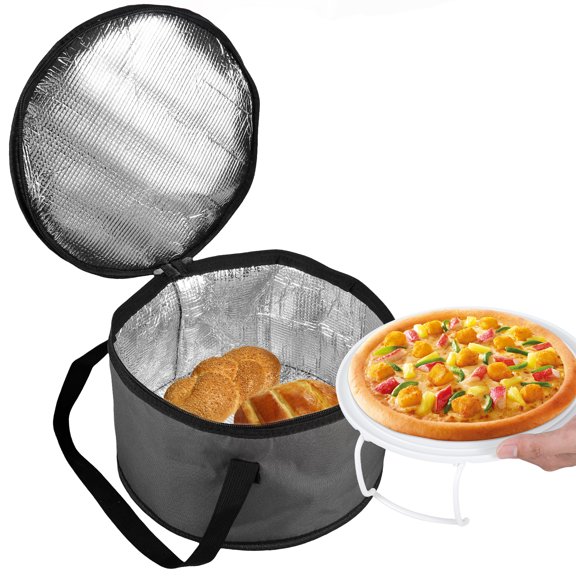 Round Pie Carrier with Foldable Tray Insulated Casserole Carrier Bag with Lid and Handle Portable Food Carrier Storage Bag Portable Casserole Carrier Dish Bag for Picnic Hot or Cold Food 28x28x18cm