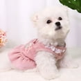 thumbnail image 3 of TELOLY Dog Harness Dress with D Ring Rabbit Patch Lace Princess Puppy Dress Skirt Fall Winter Thick Corduroy Holiday Pet Clothes Dresses for Small Dogs Girl Cat Outfit - M, 3 of 7