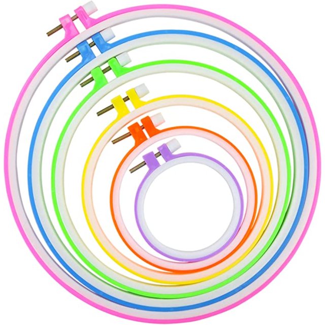 6 Pieces Embroidery Hoops Plastic Cross Stitch Hoop Ring 3.4-10.2 Inch (Multicolor) for Embroidery and Cross Stitch